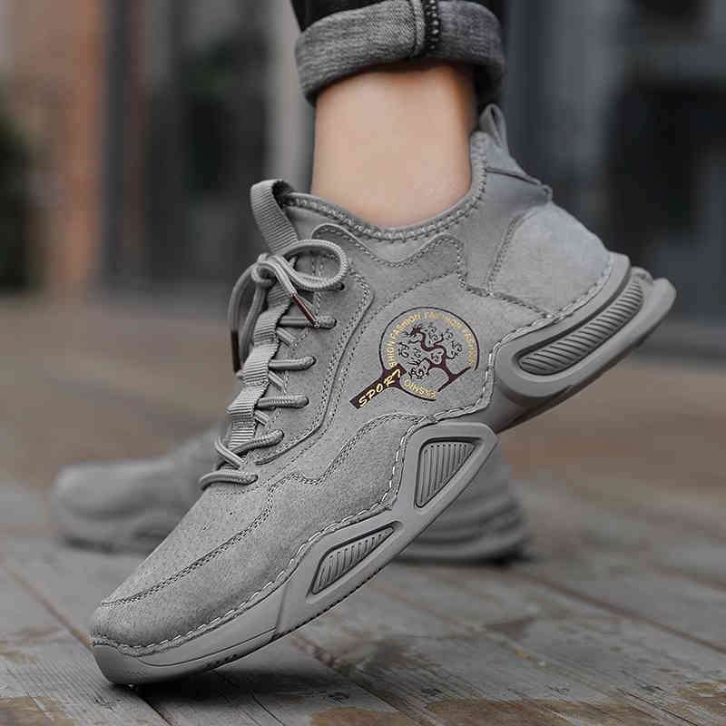 

dress shoes outdoor men's suede leather casual mens sneakers man brand autumn fashion retro lace-up antiskid comfortable shoe male, Black