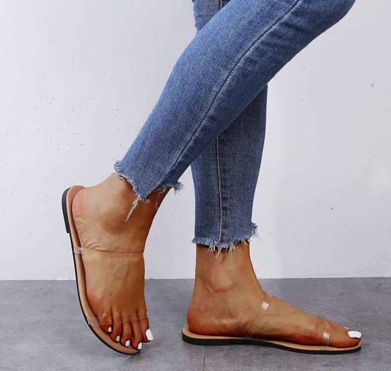 

Slippers 2021 Summer Women's Flat Sandals Outdoor Fashion Open Toe Sexy Shoes Plus Size 43, Apricot