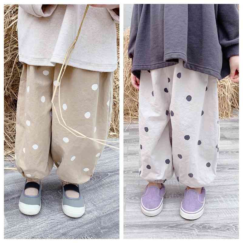 

Spring Autumn girls loose dot cotton casual trousers children all-match harem pants 210708, Khaki
