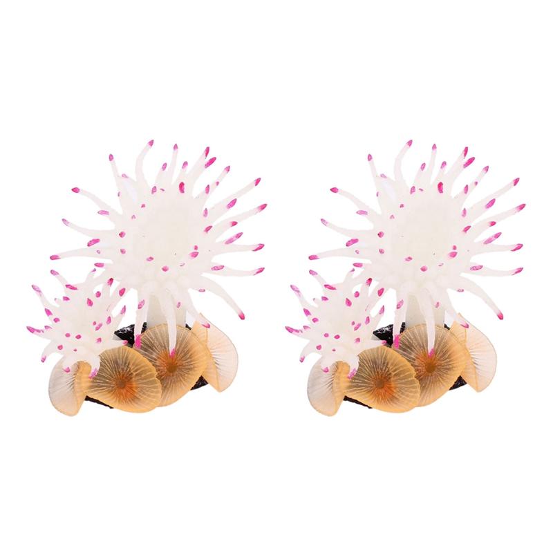 

Decorations 2X Aquarium Artificial Coral Decoration 8.9Cm Tall White Fuchsia