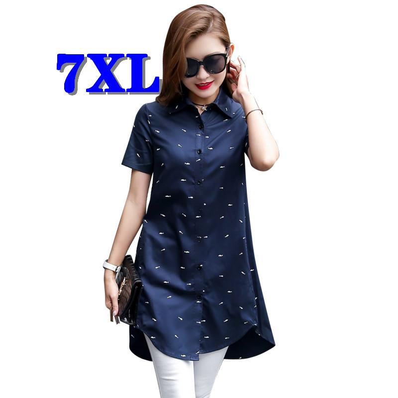 

Women's Blouses Cotton Shirt Women Blouse Summer Style Short Sleeve Shirts Plus Size 7XL Female Casual Ladies Tops Fashion &, Black flower