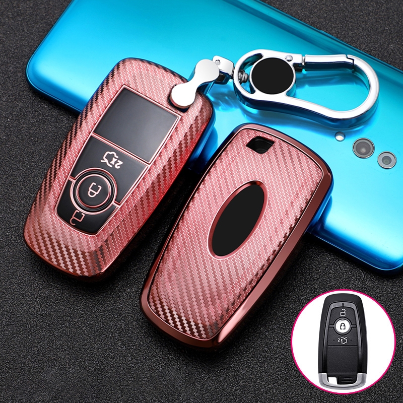 

For Ford Smart 3-button Car TPU Key Protective Cover Key Case with Key Ring