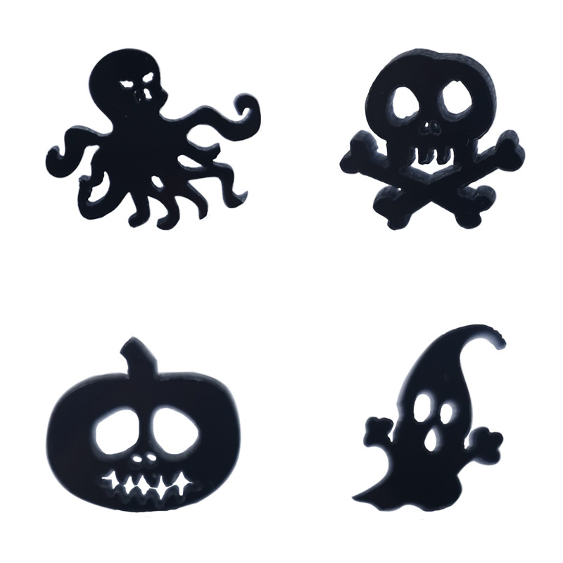 

Creative Stud Earrings Black Acrylic Octopus Ghost Skull Pumpkin Earring 4 Set Fashionable Small Personality Advanced Simpl Ear Jewelry Gifts