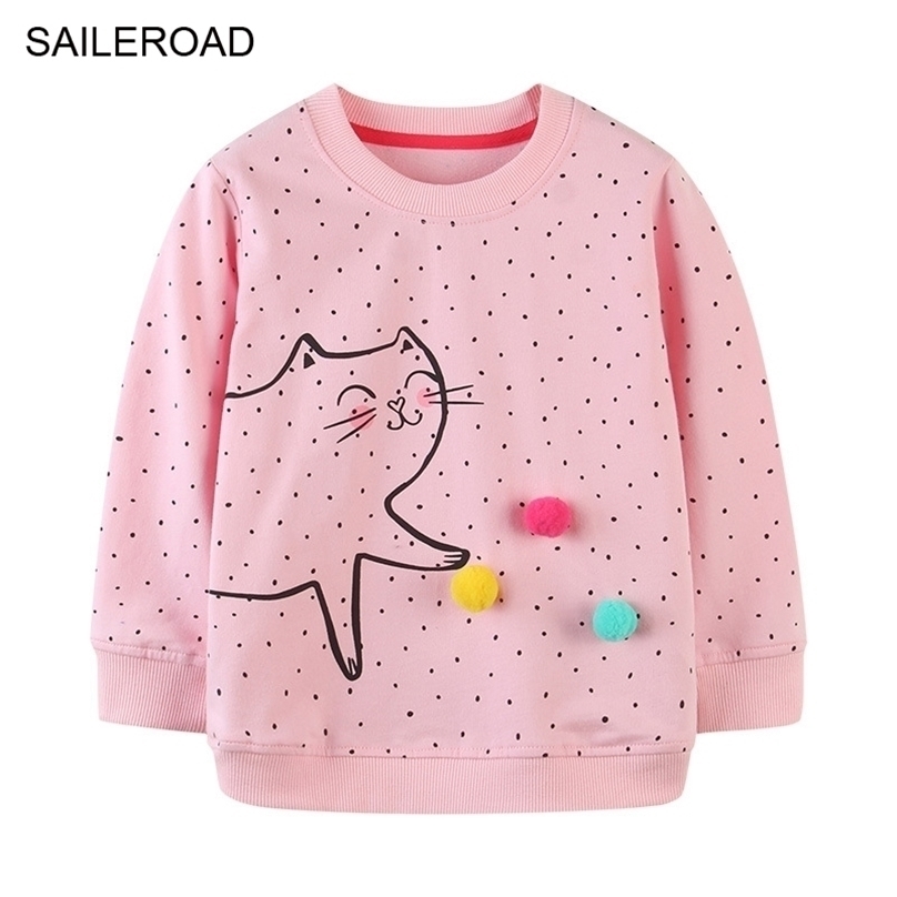 

SAILEROAD Baby Girls Sweatshirts Animal Cats Toddler Hoodies Autumn Infant Children's Clothing Pink Colors 211110, 8014 same picture