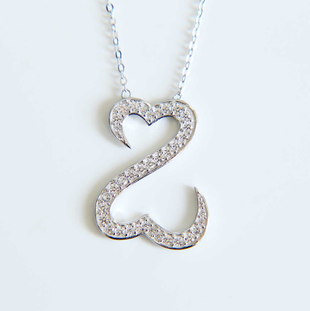 

925 Sterling Silver Necklace Jewelry Jane Seymour cz necklace Open Love Heart Pendants Necklaces For Women Gifts 210621