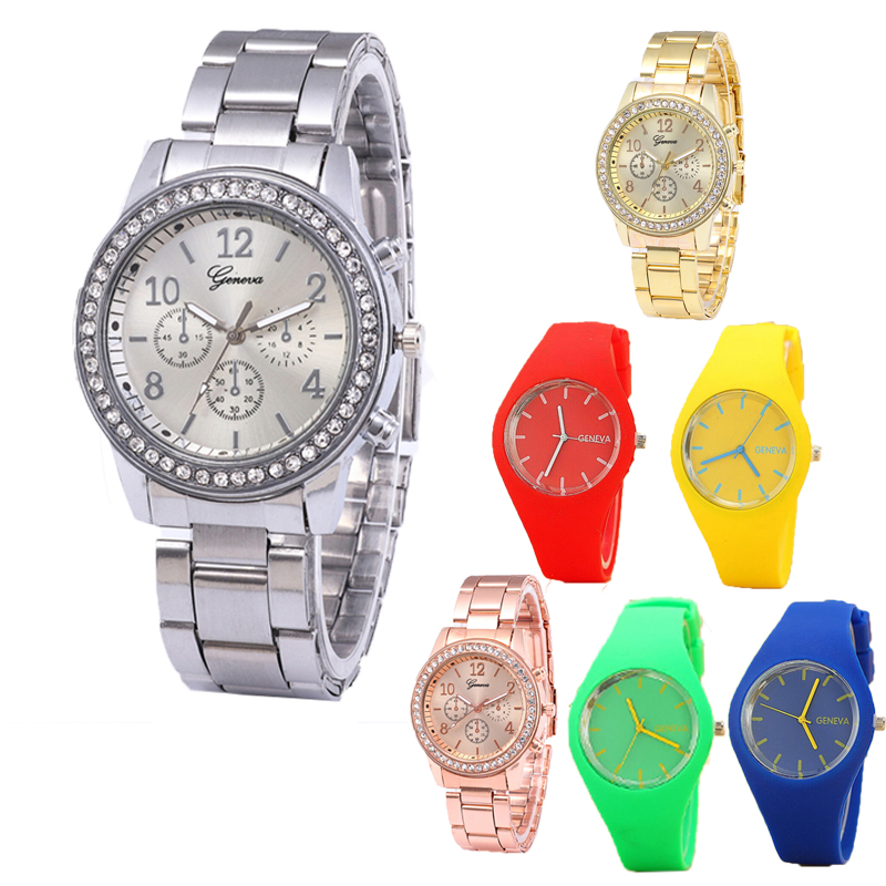 

Men's Fashion Stainless Steel Watches Colorful Women Fashion Silicone Strap Watch great for Gift Party