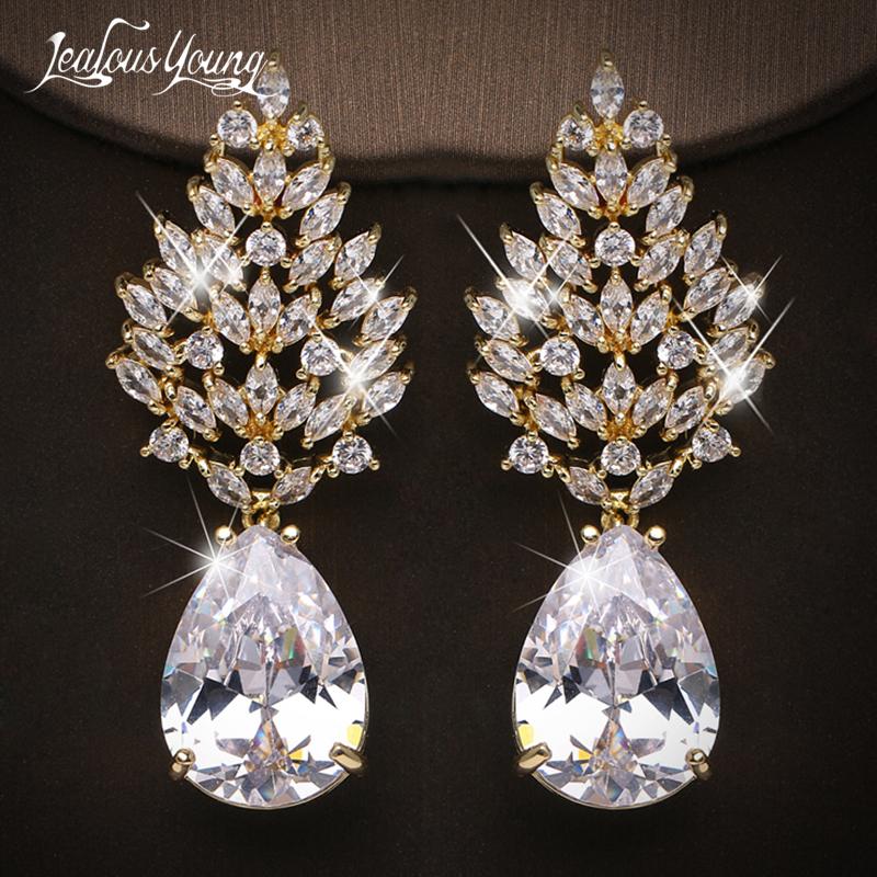 

Dangle & Chandelier Luxury Fashion Pear Cut Cubic Zirconia Drop Earrings For Women Anniversary Dress Party Bridal, Silver