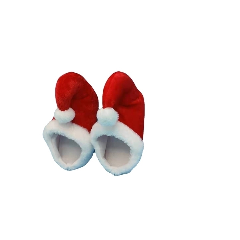 

Santa Claus Slippers Christmas Home Holiday Shoes Hat Fashion Women 211110, Red