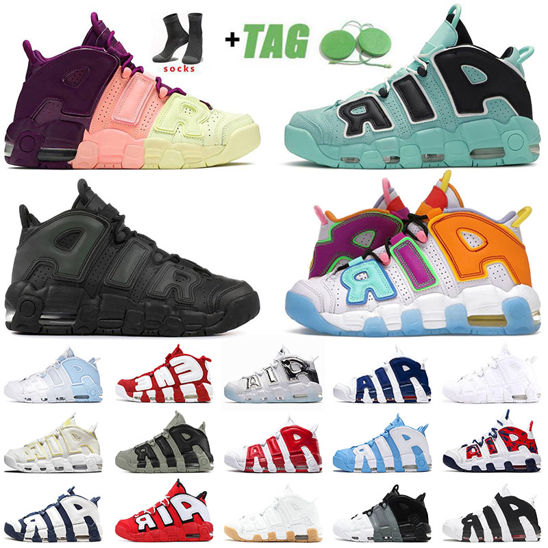 

More Uptempo Scottie Pippen QS Basketball Shoes For Mens Black Olympic University Blue UNC Gym Red Obsidian White Gum Authentic Trainers Designer Sneakers, 31