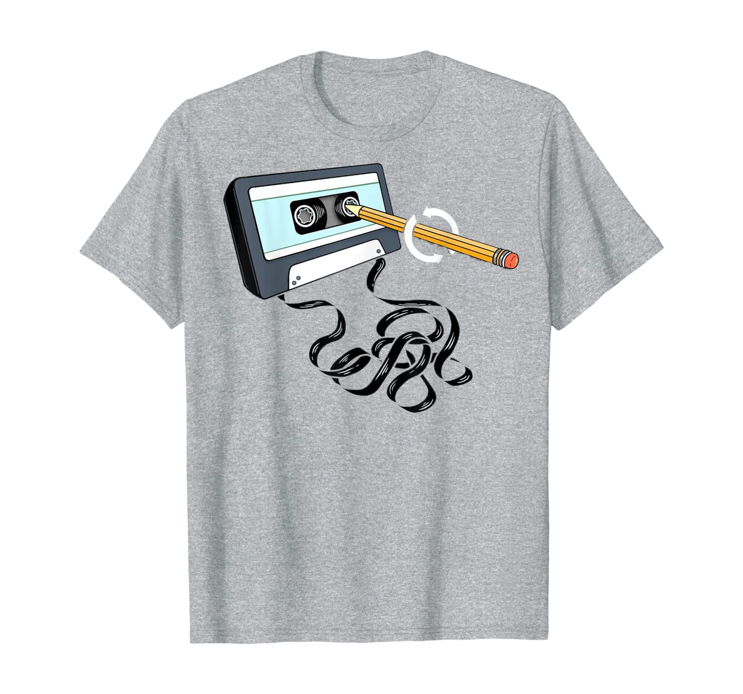 Vintage Music with Pencil Winding Up a Cassette Tape T-Shirt-image-703270114