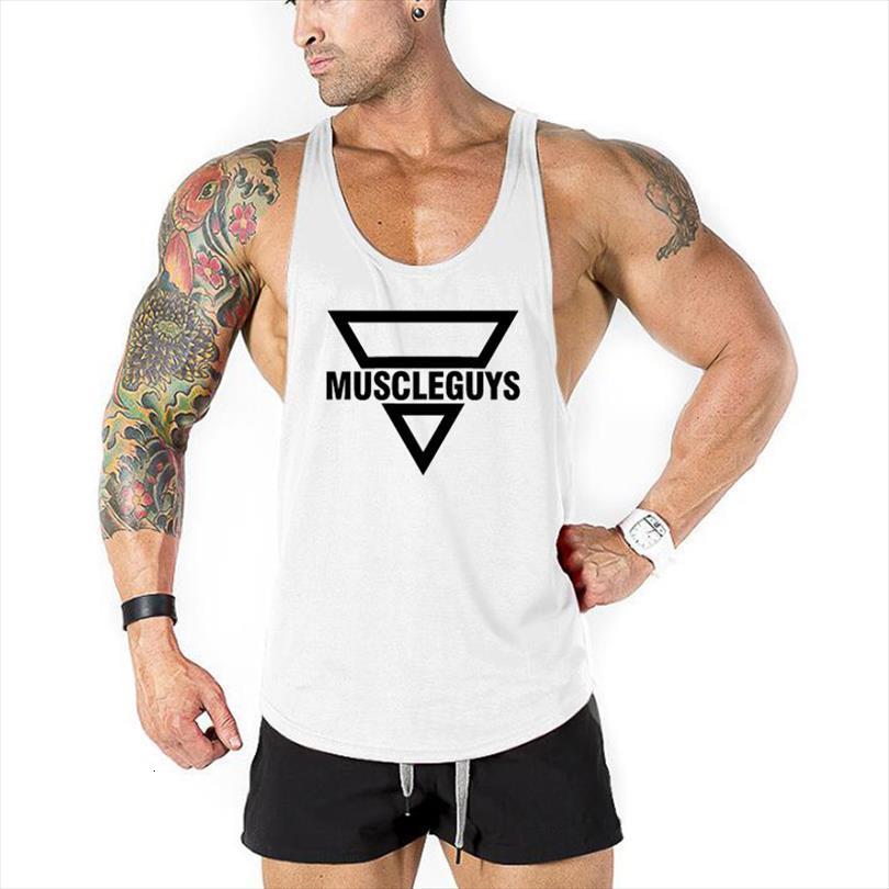 

brand fitness muscle guys bodybuilding clothing gyms stringer tank men sportwear shirt weightlifting vests cotton singlets, White;black