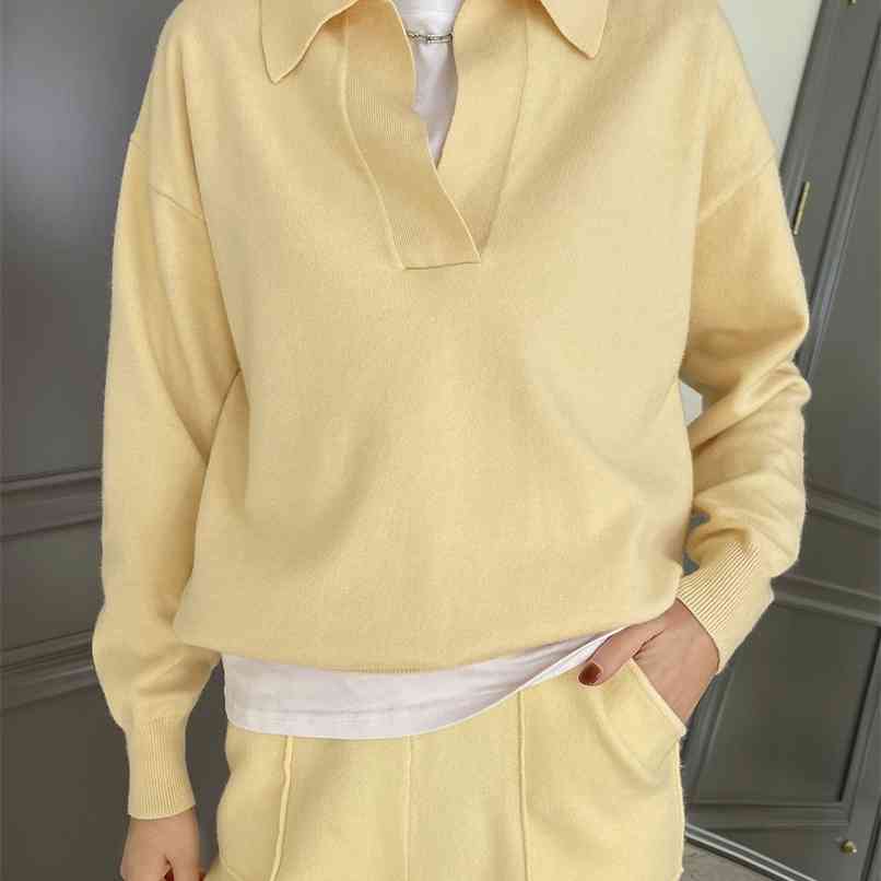 

woman cashmere warm soft wool sweatshort from set loveMODA 210830, Yellow