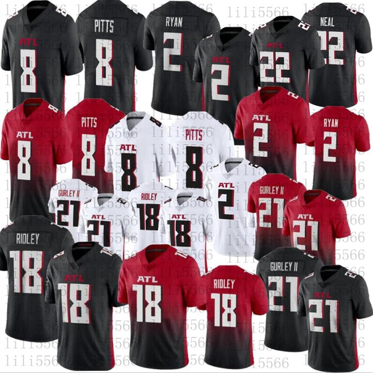 

Men football 8 Kyle Pitts 18 Ridley 2 Matt Ryan 21 Todd Gurley II stitched jerseys, As