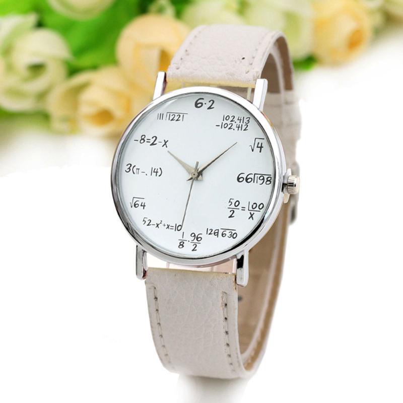 

Ladies Watch Fashion Math Function Pattern Leather Band Alloy Analog Quartz Watches Wrist For Women @F Wristwatches, 5756