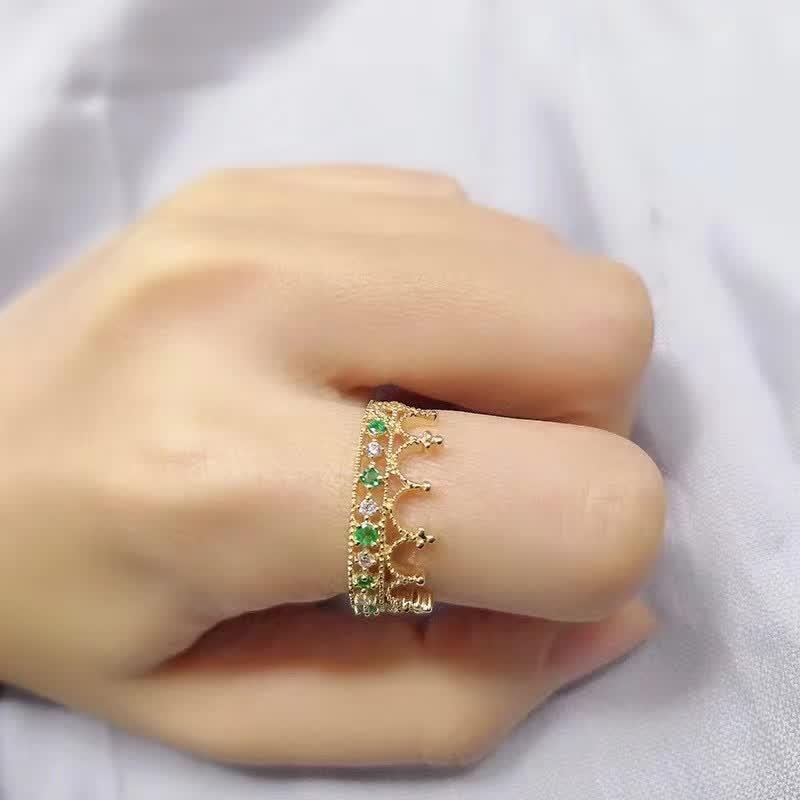 Cluster Rings ! Fidelity Natural 3mm Colombia Emerald S925 Sterling Silver Crown Fine Jewelry For Women Party Green Gemstone-image-710620049