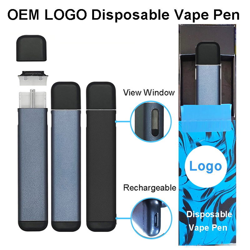 

Rechargeable Vape Pen Customized Logo Disposable E-cigarettes Thick Oil 1.0ml Pods Ceramic Coil Flat Battery 320mah Custom Design Packaging