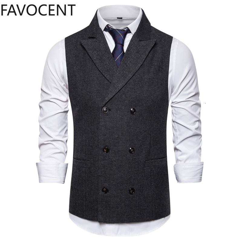 

Men's Vests Double Breasted Suit s Sleeveless Waistcoat Vintage Formal Blazers for Wedding chaleco ISPO, Light grey