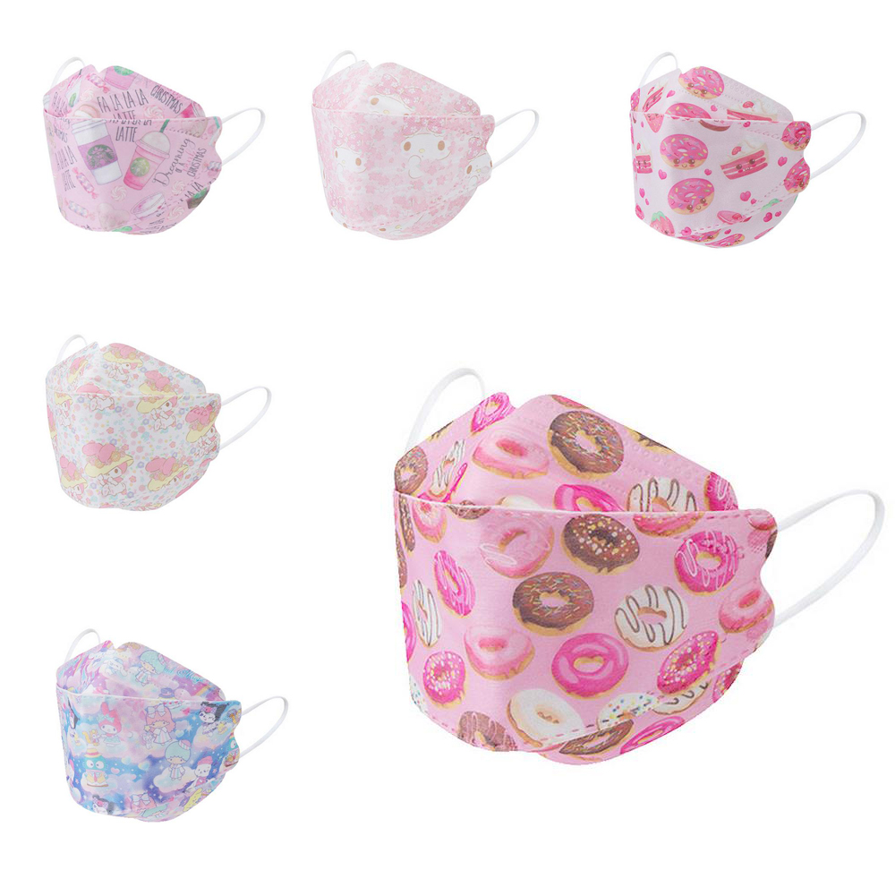 

KF94 6styles Pink Color Four-Layer Disposable Mask Adult Men Women 95% Filtration Efficiency Dustproof Prevention of Influenza Face Mouth Masks