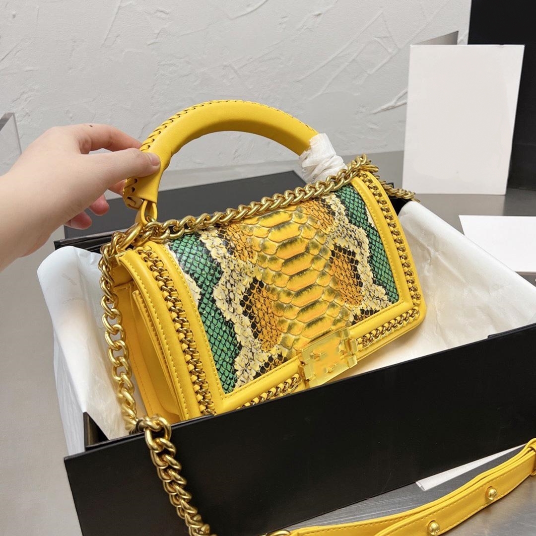 

Luxury Designer Women Evening Bags Paris Snake Shoulder Bag High Quality Genuine Leather Chain Crossbody Handbag Fashion Large Capacity Lady Totes 0213, Green