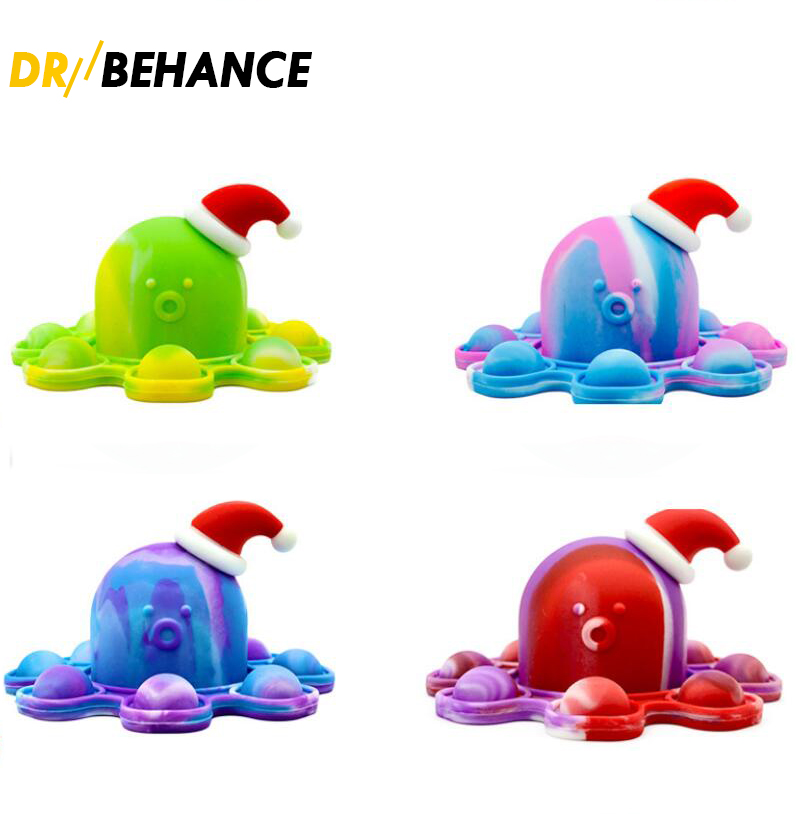 

2021 Toy Original Fidget Funny Rainbow Overturned Octopus Expression Doll Silicone Decompression Pendant Toys 4 Color For Christmas gifts