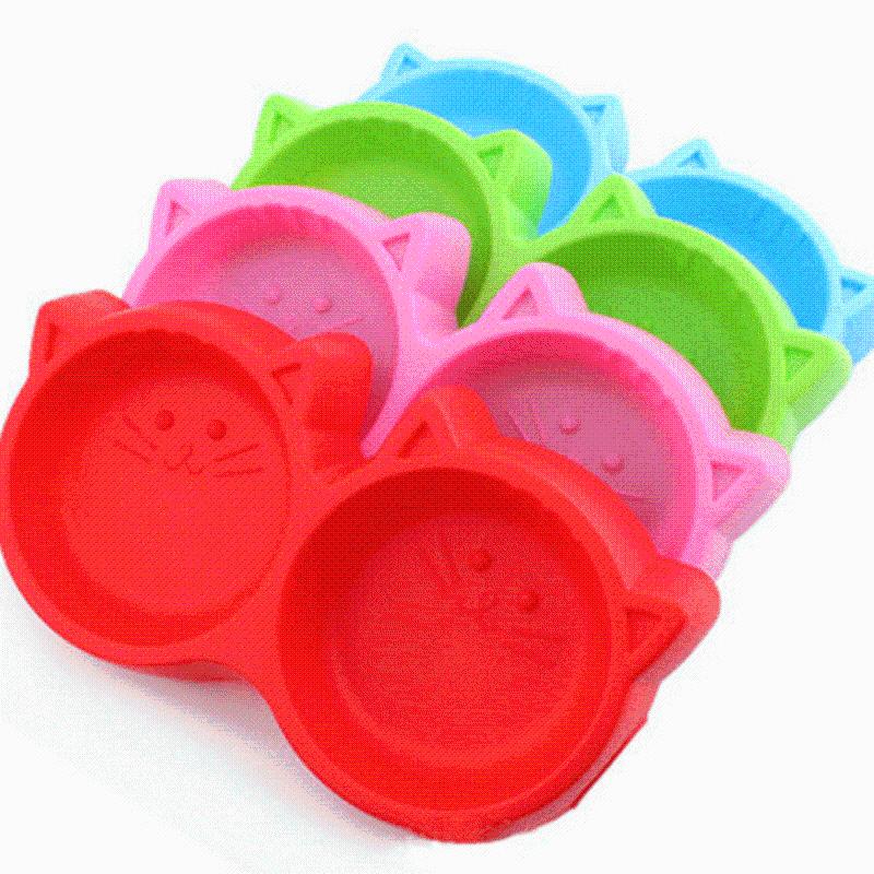 

Cat Bowls & Feeders Double Pet Dog Food Water Feeder Plastic Drinking Dish Puppy Feeding Supplies Small Accessories