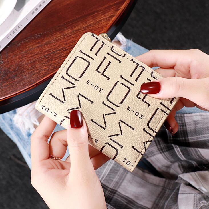 

Factory wholesale women handbag printed folding womens short wallet multifunctional leather coin purse Joker card leathers fashion wallets, Red(printing box )