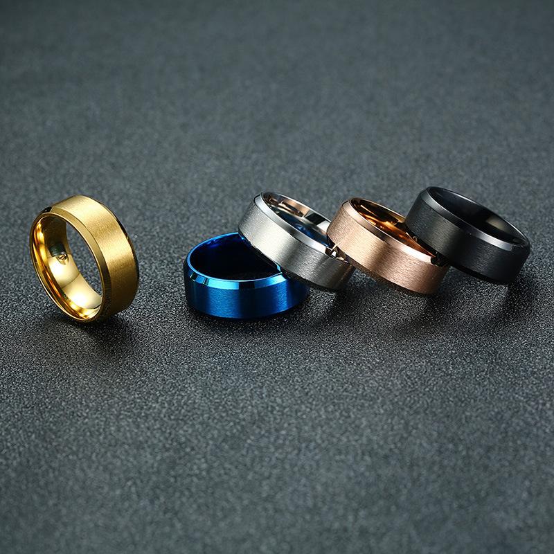 Wedding Rings Top Quality 8.0mm Titanium Steel Ring For Men Classic Jewelry Matte Flat-image-711435896