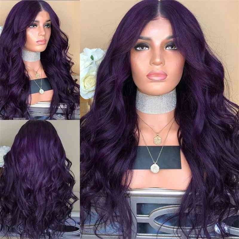 

fluffy star long New curly hair bleaching and dyeing cos animation chemical fiber high temperature silk purple wig, Red