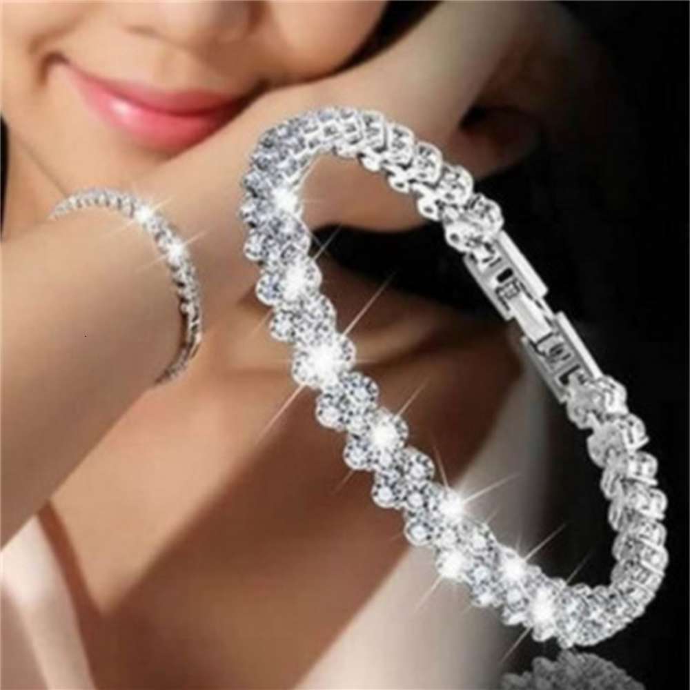 

Hand catenary refined luxury Roman Bridal Crystal Bracelet with diamond, Black