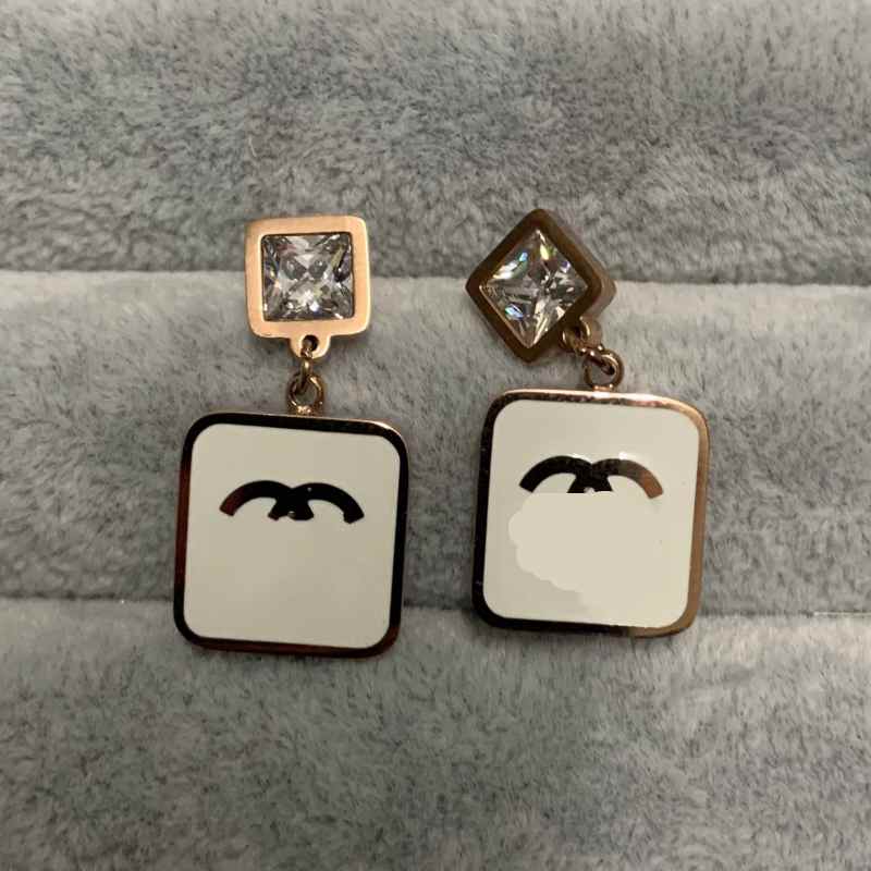 

Top Quality Classic Design White Gold Color Studs Stainless Steel Earings Rose Earrings for Women Party Wedding Hoop With Logo Wholesale, Golden;silver