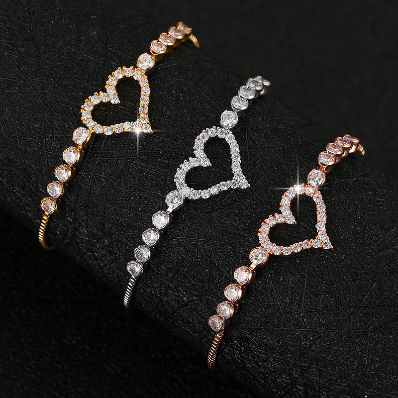 

Heart Zircon Charm Bracelets Fashion Personality Women Jewelry Copper Chain Bracelets