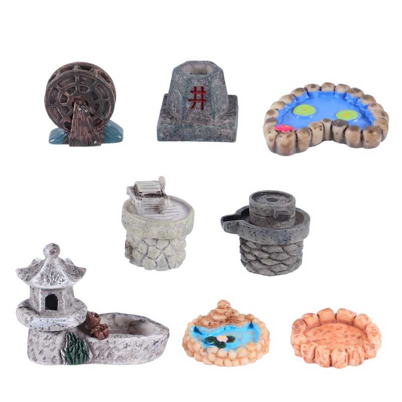 

8pcs Simulated Scene Adornment Fish Tank Decor Lawn Landscaping Prop (Grey) Decorative Flowers & Wreaths