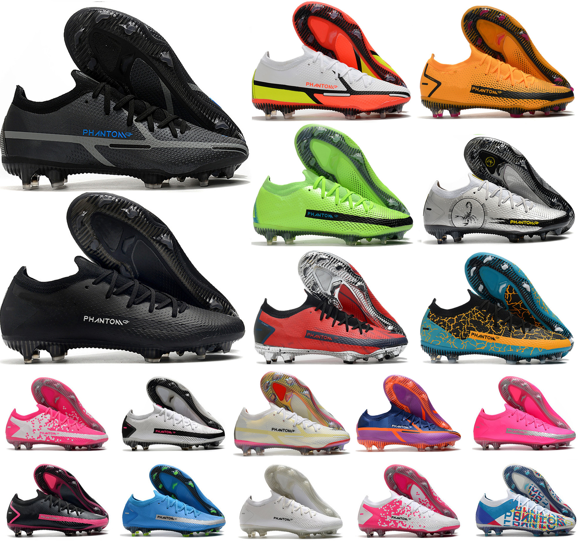 

Newest Top Mens Phantom GT II 2 GT2 Elite FG Soccer Football Shoes Motivation Black Rawdacious Skepta Impulse Pack 3D Scorpion Boys Boots Cleats, 15 fg