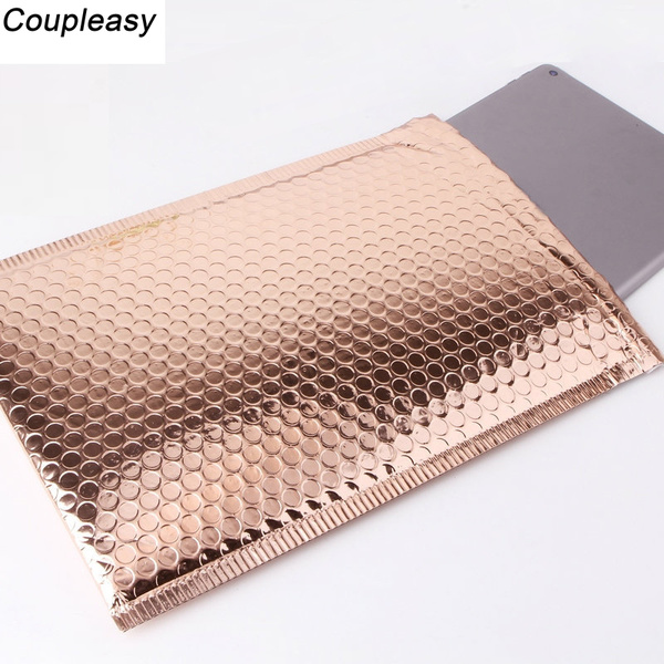 

50PCS/Lot Light Gold Plating Paper Bubble Envelopes Bags Mailers Padded Shipping Envelope Waterproof Bubble Mailing Bag