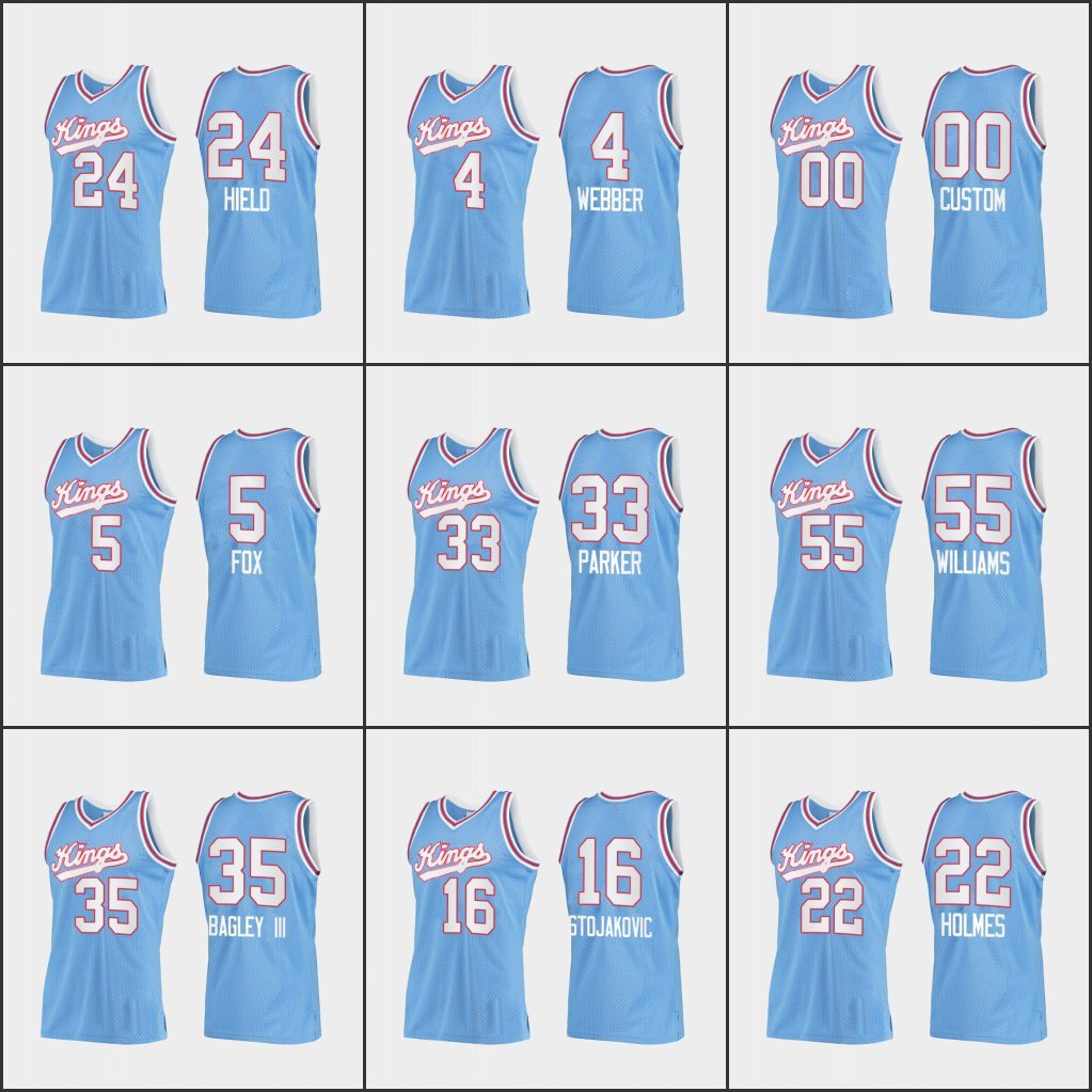 

Sacramento's Kings's Men De'Aaron Fox Tyrese Haliburton Buddy Hield Marvin Bagley III Custom Hardwood's Classics Throwba, Black;red