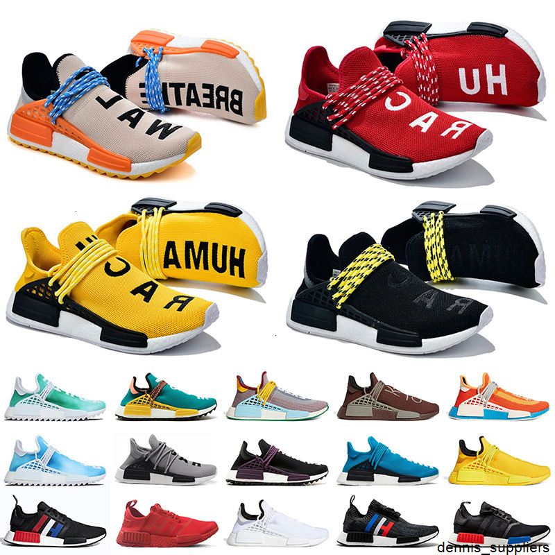 

Hu Trail Pharrell Williams NMD Human Races Mens Running Shoes Pale Nude Black Yellow Size 12 NMD R1 V2 Human Race Women Sneakers, #20 human race 36-47
