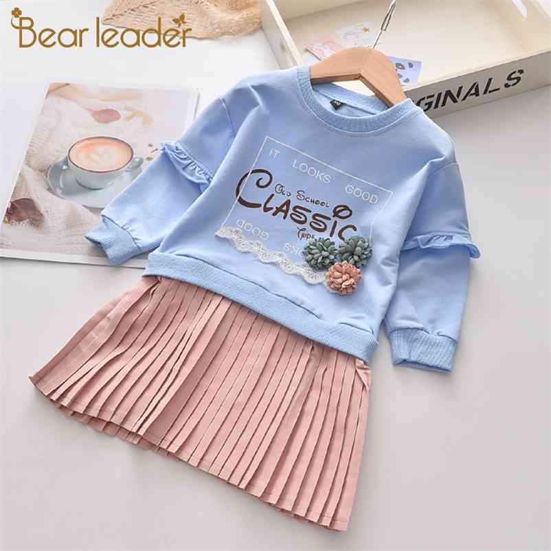 

Autumn Girls Fashion Dress Kids Flowers Costumes Children Casual Clothes Preppy Outfits for 3 7 Years 210429, Az1030 blue