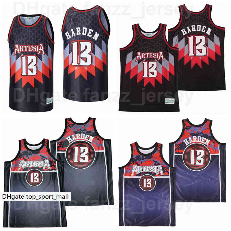 

Movie Artesia High School James Harden Jersey 13 Men Basketball Hip Hop DIGI CAMO ALTERNATE Breathable HipHop Team Color Black Navy Blue Sport Shirt Uniform