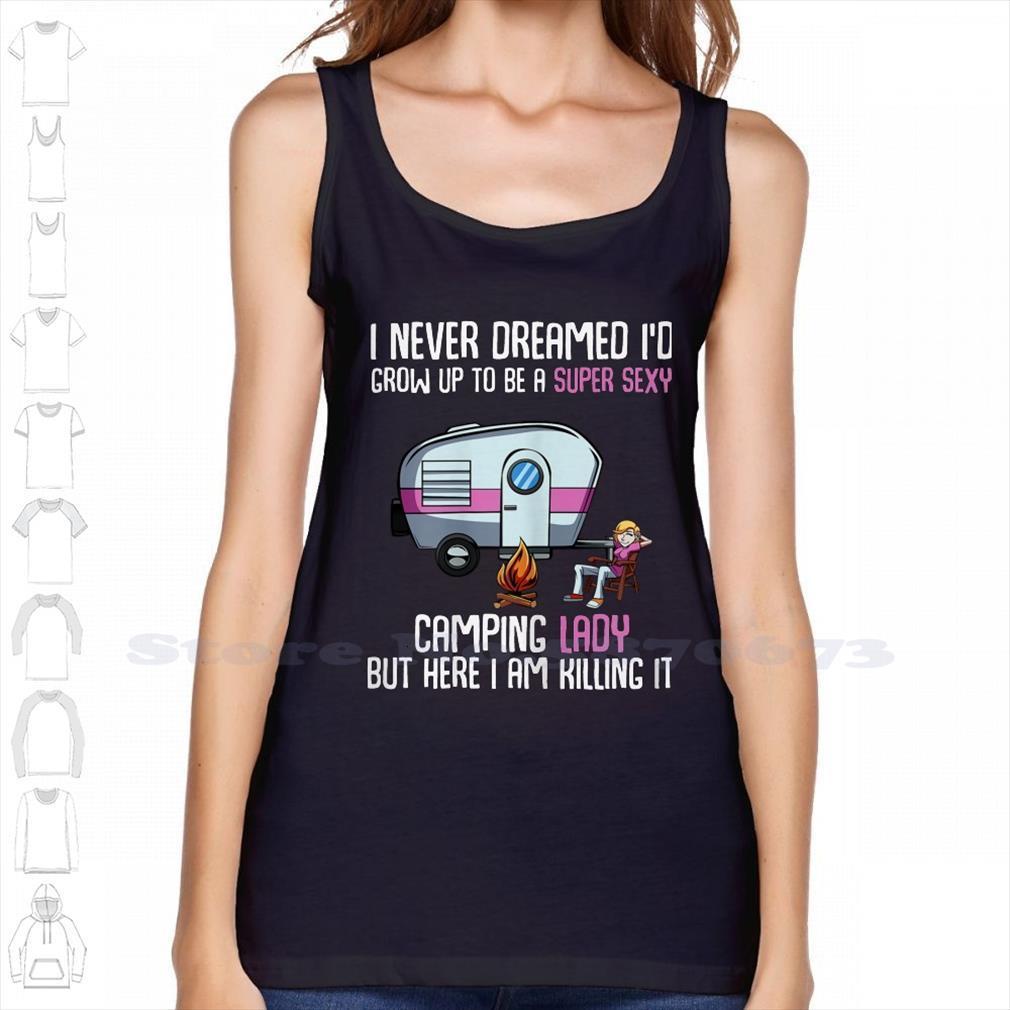 

super camping lady summer funny tank sleeveless vest for men women, White;black