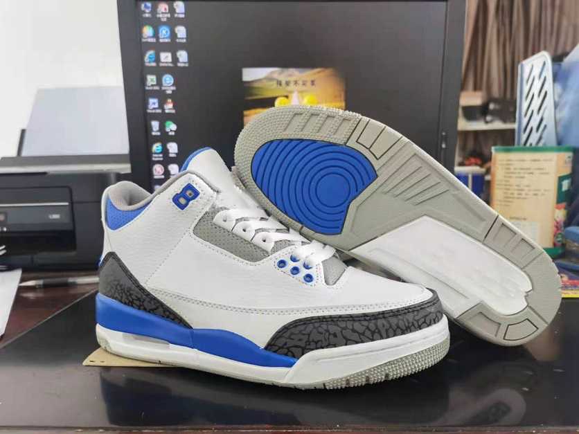 

Released 3 2021 Racer Blue Men Basketball Shoes White Black Cement Grey CT8532-145 Sports Sneakers, Customize