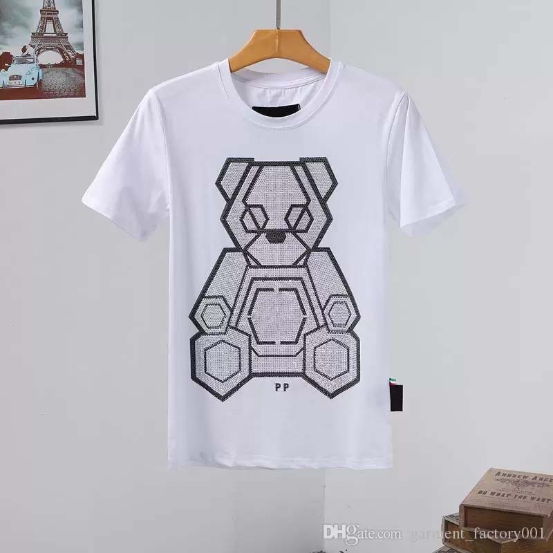 

Phillip Plain Men PP designer Skull Diamond t shirt Short sleeve Brand Spring and Summer high O-Neck Quality Skulls TShirts tees 0146