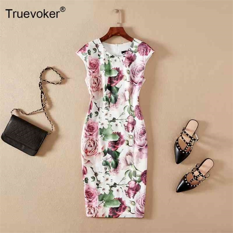 

Truevoker Runway Desiger Cottagecor Wedding Party Dress Lady Floral Print Pencil Picnic Robe 2XL Female Festa Vestido 210602, Red