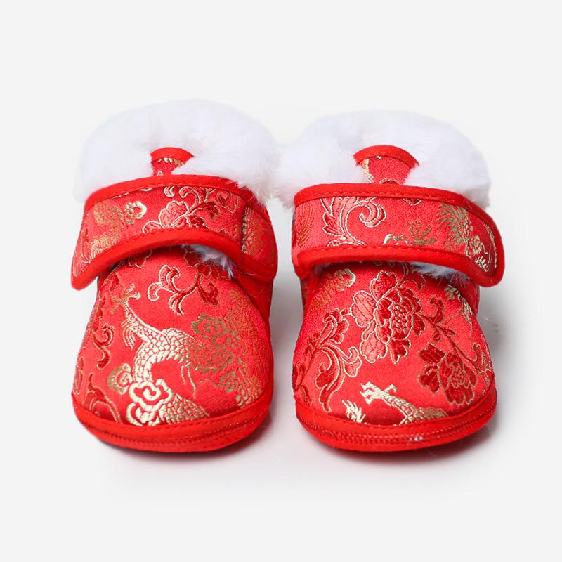 

First Walkers Children's Winter Educational For Born Baby Toddler Red Girls Boy Luxury Shoes Fleece China-tang Sale Crib Kit Dragon