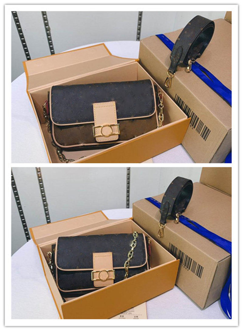 

Designer Luxury Dauphine MM Shoulder Bag Sac Brown Size: 22,5*12CM