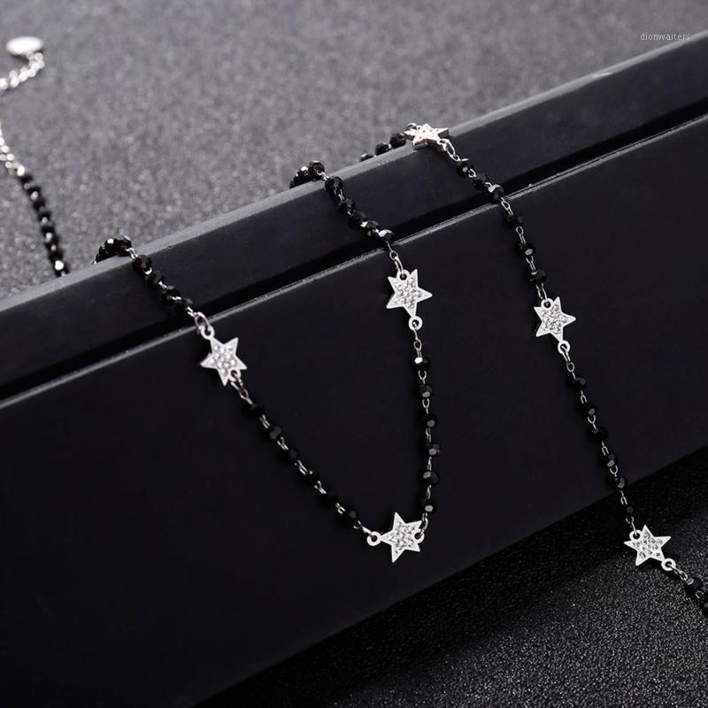 

Classic Bling Crystal Star Beaded Necklaces For Woman Shimming Little Stainless Steel Chain Choker Gilrs Jewelry Chains