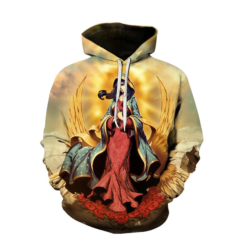 

Trendy spring and autumn virgin 3D digital printed loose Hoodie sweater, Wy367