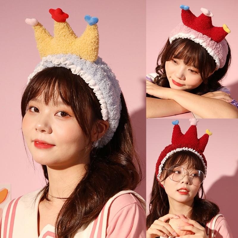 

Hair Clips & Barrettes Elastic Furry Headband Non Slip Plush Head Wrap Cartoon Crown Headbands Makeup Headwrap Lovely Soft Accessories, Golden;silver