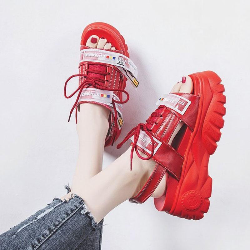 

Summer Wedge Platform Sandals Women Shoes High Heels Ladies Casual Beach Luxury Female Black Chunky Fashion