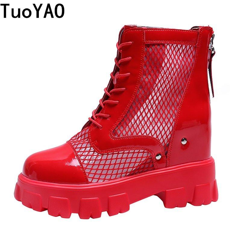 

Summer Women Fashion Ankle Boots 5cm Height Increasing Platform Brand Women's Chunky Gladiator Woman Shoes, Black