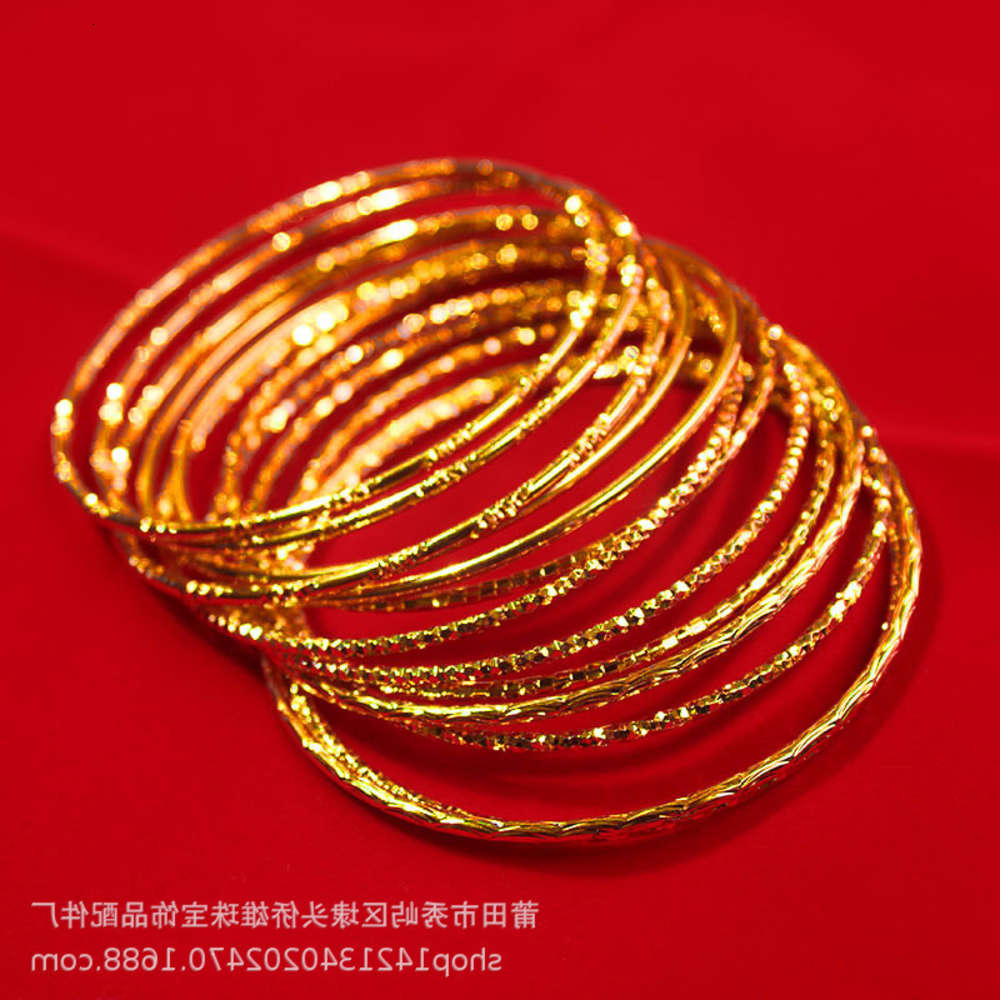 

Hand catenary thin ring brass plated genuine gold female Vietnam Shajin bracelet color protection Bangle, Golden;silver